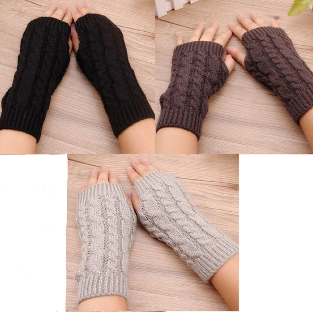 Womens Knit Fingerless Gloves